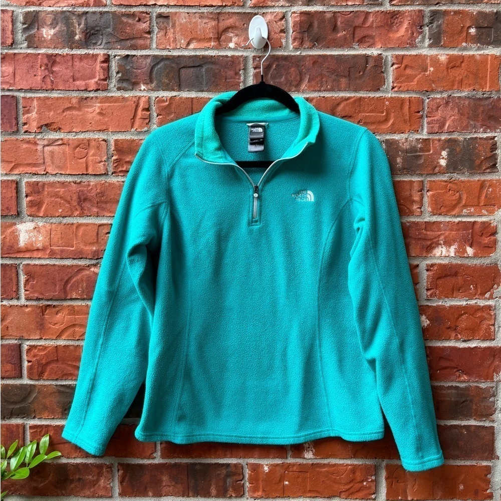 The North Face Womens Medium Turquoise Fleece Quarter Zip Sweater